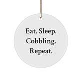 Cobbling Gifts from Friends and Family - Eat. Sleep. Cobbling. Repeat. Christmas Circle Ornament - Image 1